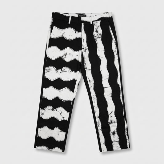 WUMAN Monochrome Wave Print Trousers
