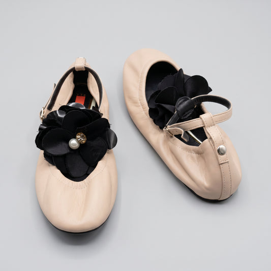 Floral Accent Pink Ballerina Flats