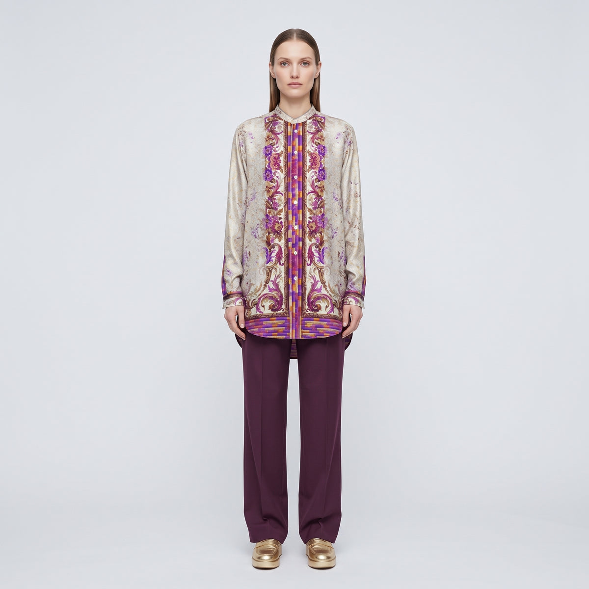 PIERRE LOUIS MASCIA Floral Print Mandarin Collar Shirt - view 3