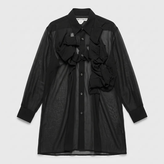 Sheer Ruffled Avant-Garde Shirt