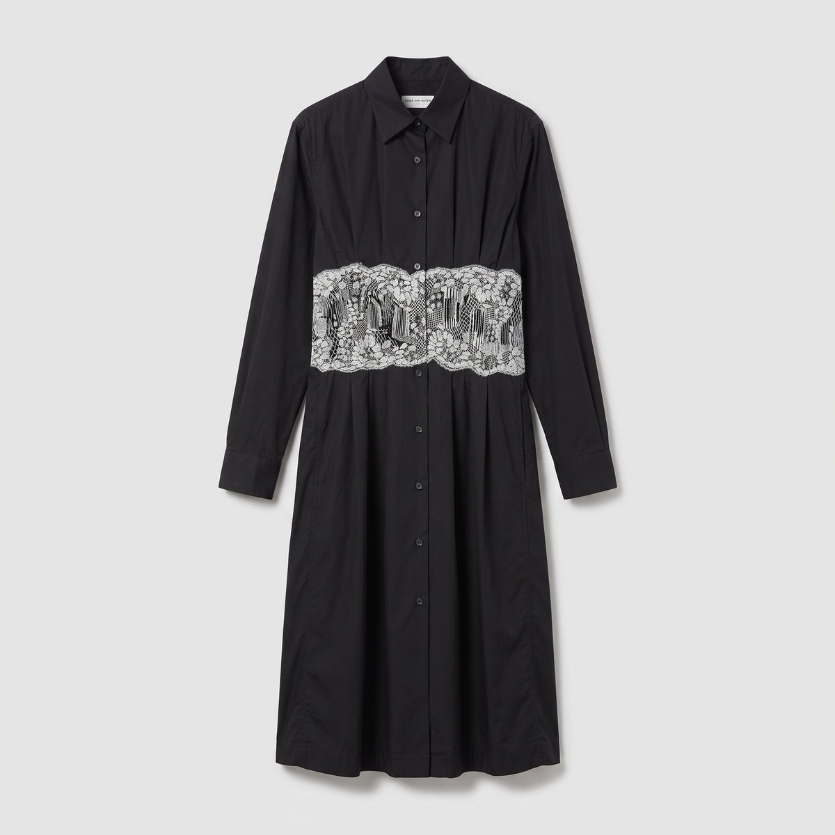 DRIES VAN NOTEN Lace Insert Cotton Shirt Dress