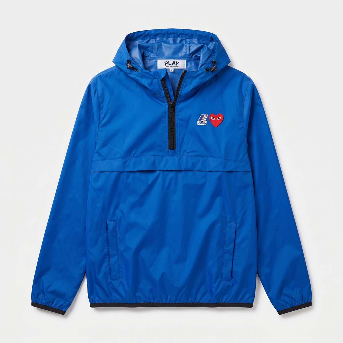 PLAY COMME DES GARCONS Blue Half-Zip Hooded Jacket KWAY X CDG PLAY