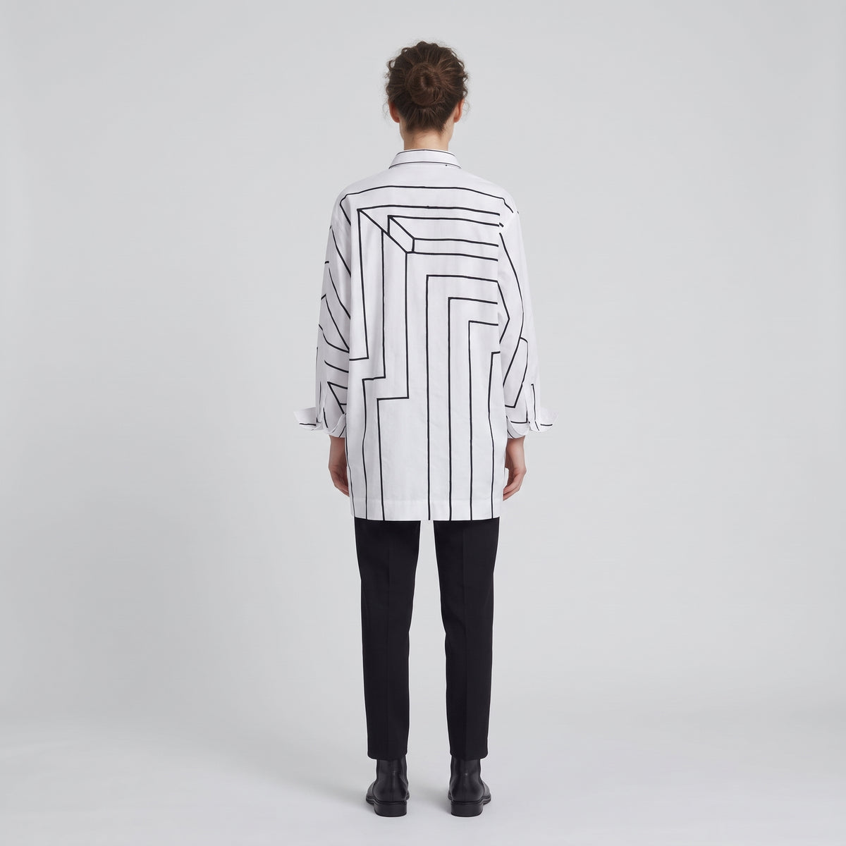WUMAN Geometric Line Print White Shirt - view 5