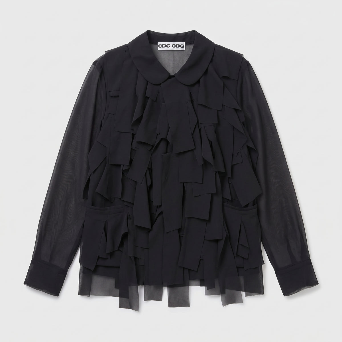 Sheer Cascading Ribbon Blouse