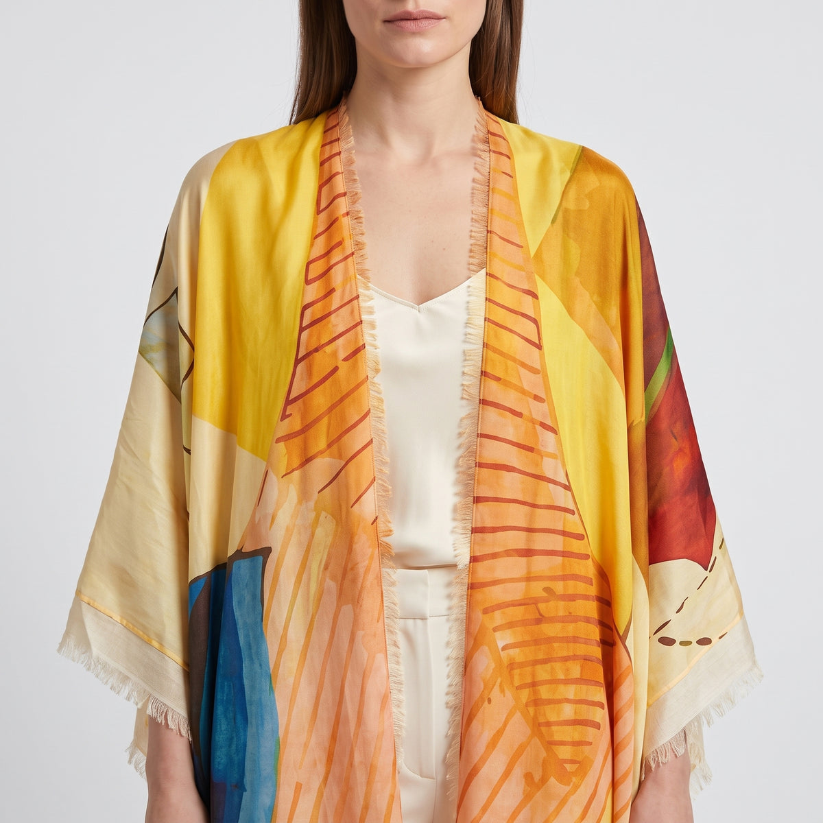 MAISON PASSAGE Abstract Print Geometric Kimono - view 4