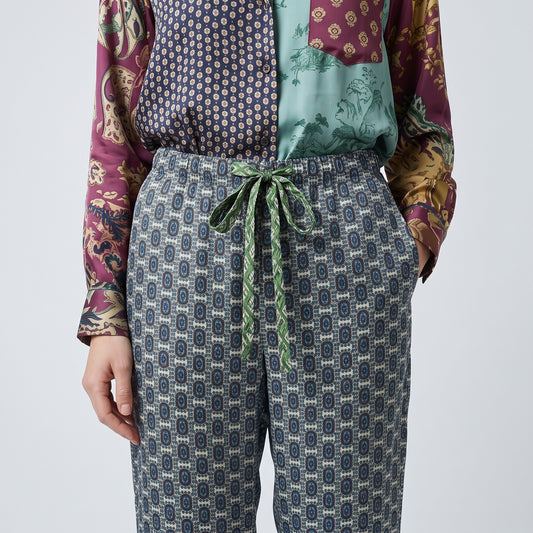 Geometric Print Drawstring Trousers