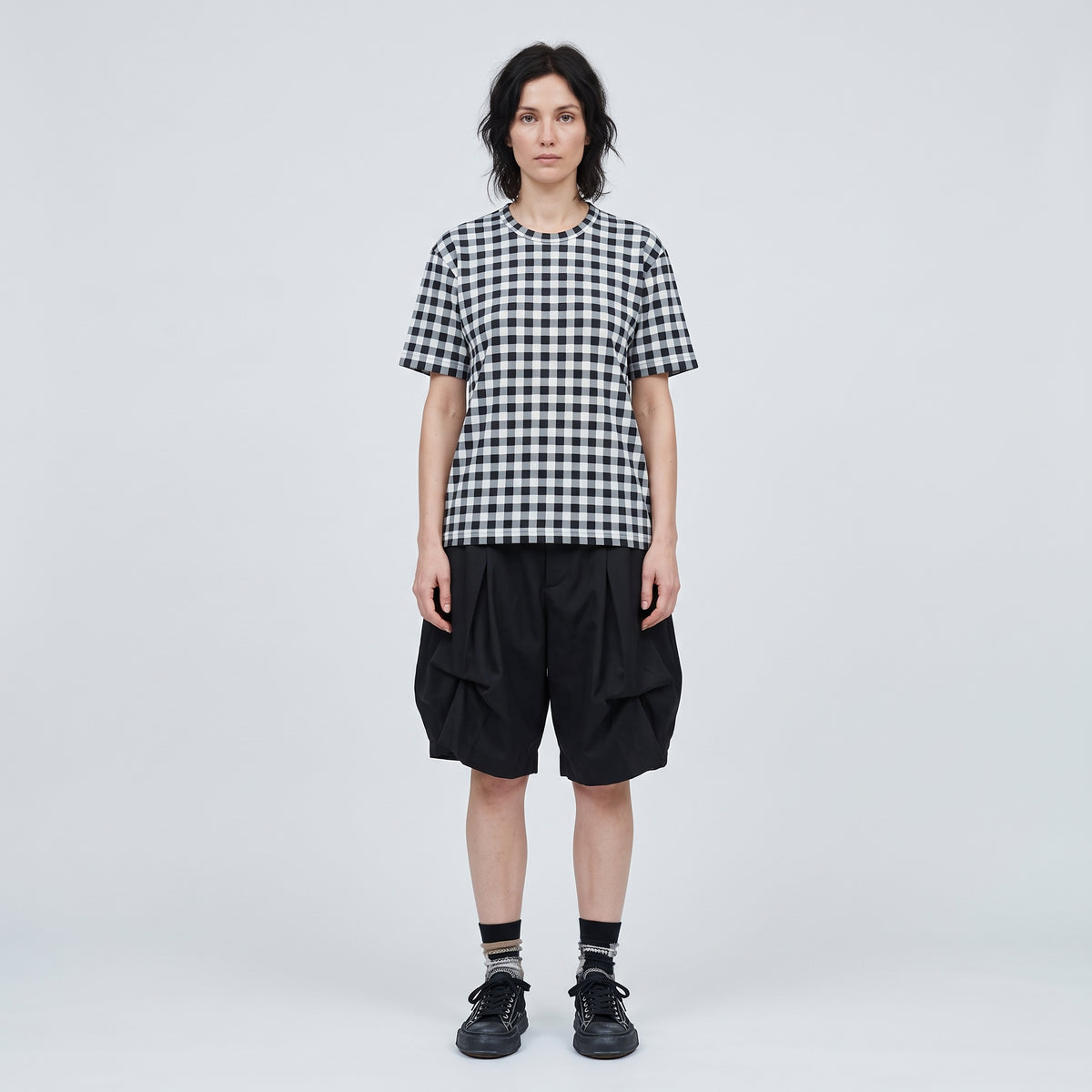COMME DES GARCONS Monochrome Gingham Crewneck Tee - view 3
