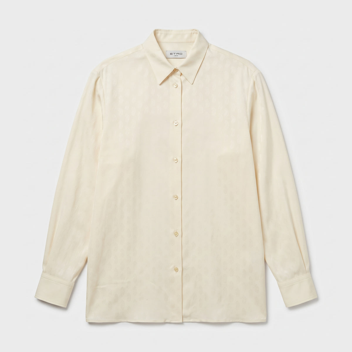 ETRO Elegant Cream Silk Jacquard Shirt