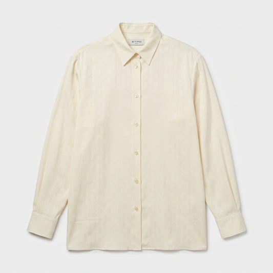 ETRO Elegant Cream Silk Jacquard Shirt