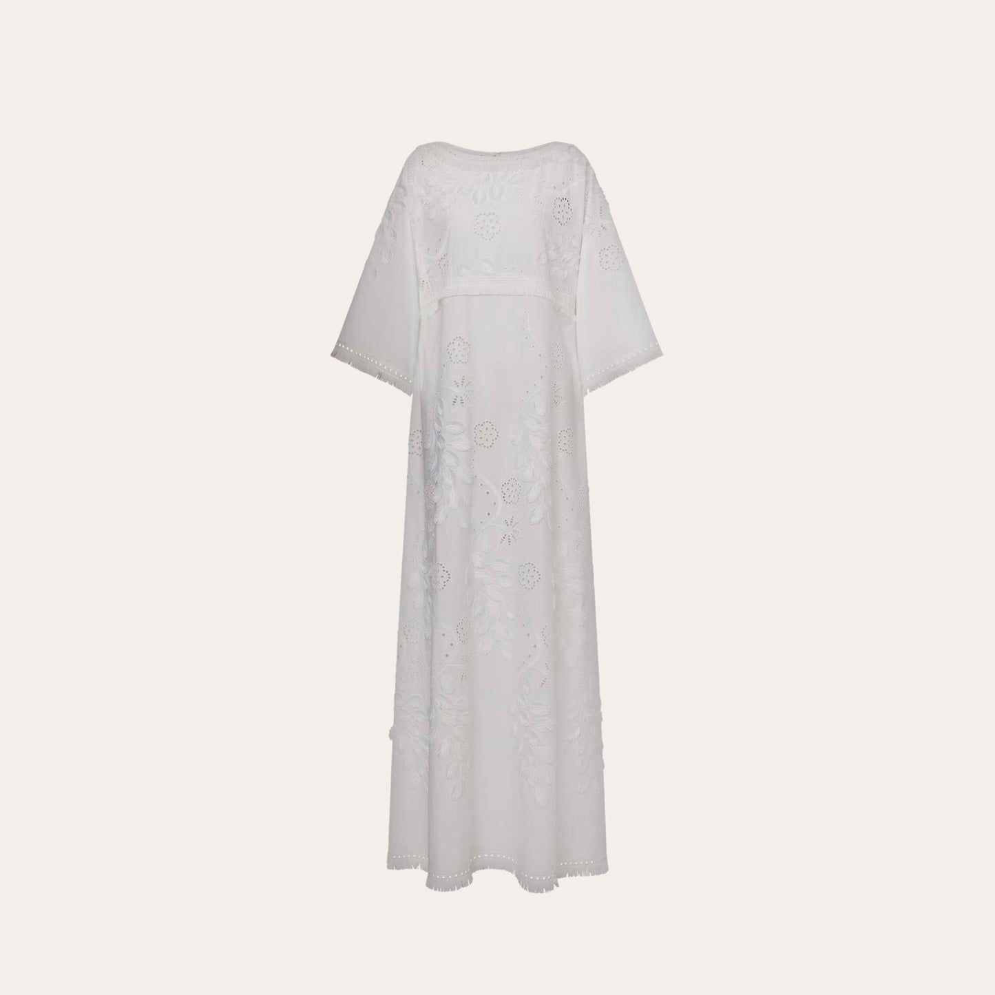 Long dress  with flowers and leaves