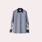 Sheer Black Contrast-Collar Shirt