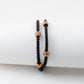 Damiani Black Leather Double Wrap Bracelet with Rose Gold Accents
