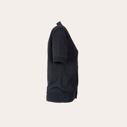 Heart-patch wool cardigan v neck