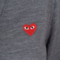 Heart-patch wool cardigan v neck