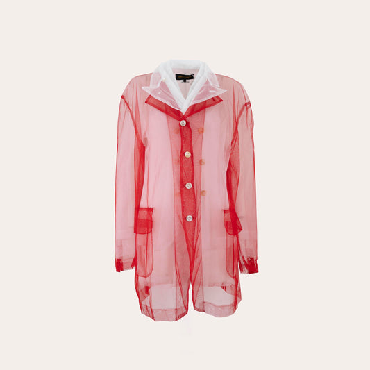 Sheer Red Organza  Coat