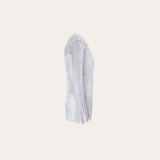 SILVER PLISSE TOP