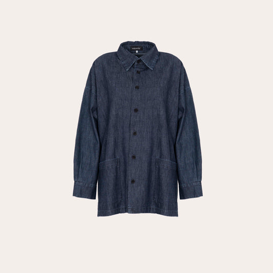 Wide shirt jacket with collar