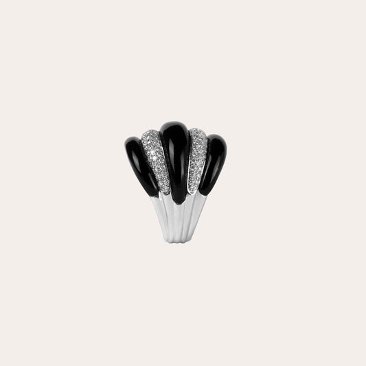 Damiani Spicchi Luna Ring in white Gold & Onyx And Diamond