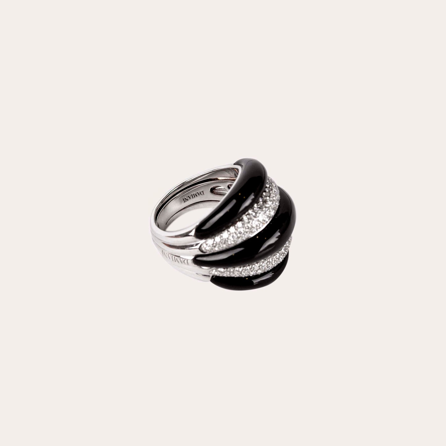 Damiani Spicchi Luna Ring in white Gold & Onyx And Diamond