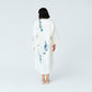 WHITE FLOWER PATTERN HAND-PAINTED GABARDINE COAT AND PANTS (set)