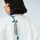 WHITE FLOWER PATTERN HAND-PAINTED GABARDINE COAT AND PANTS (set)