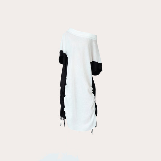 Chic White and Black Versatile Midi Dress