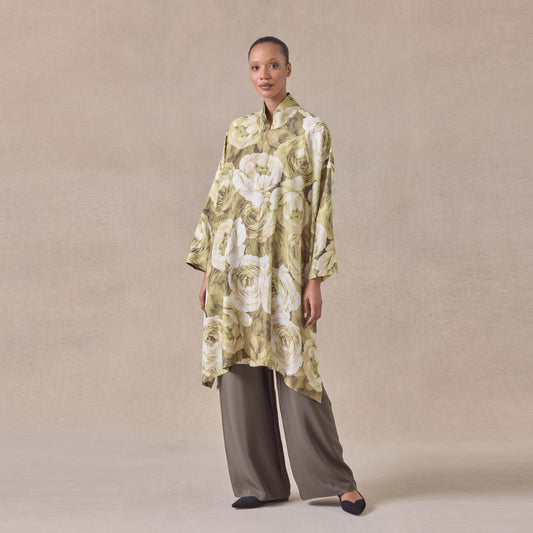 Wide line chinese Collar with long Slits Shirt
