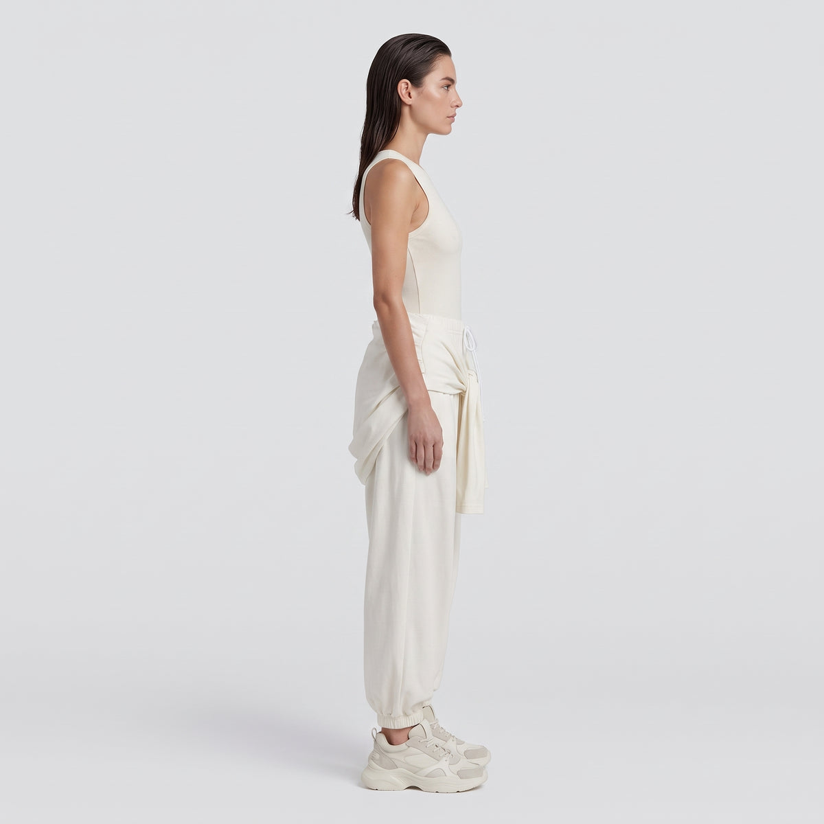 Draped Tie-Waist Sweatpants