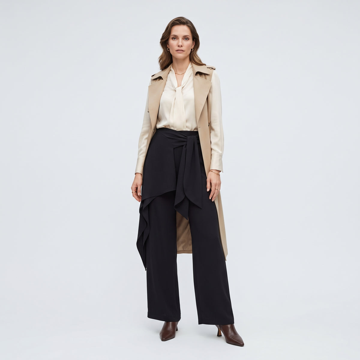 CHLOE Asymmetric Draped Wide-Leg Trousers - view 3