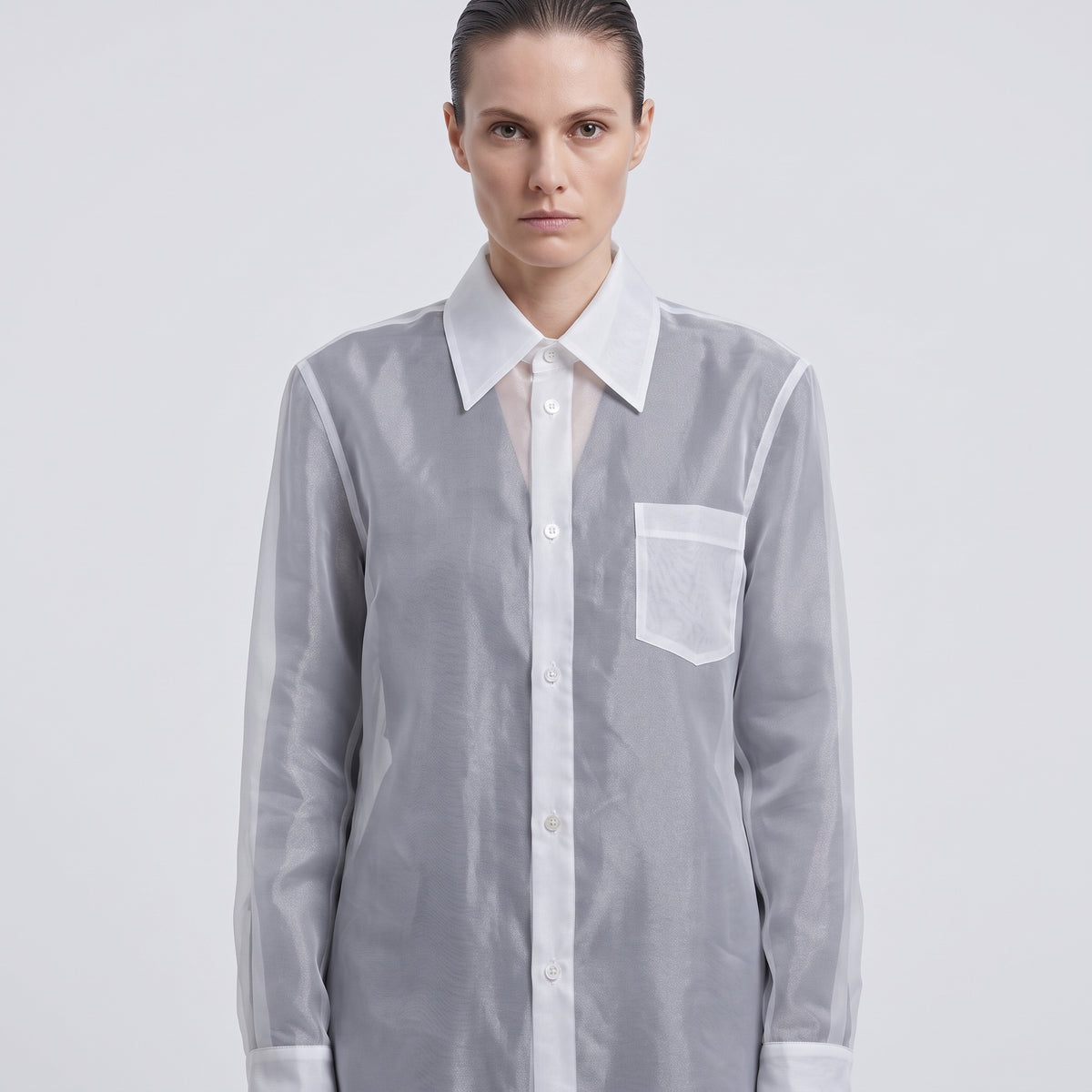 COMME DES GARCONS Classic White Cotton Longline Shirt - view 2