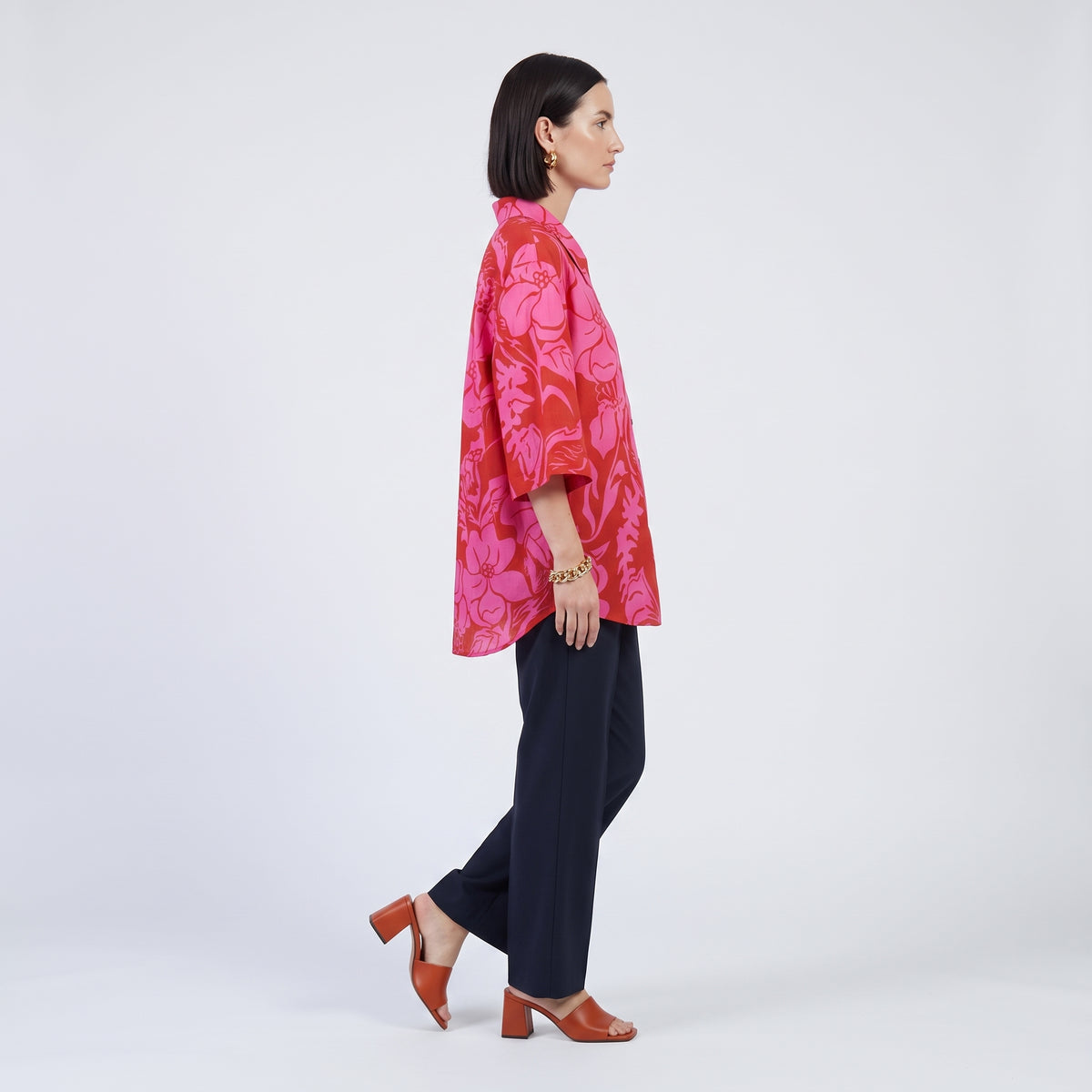 Fuchsia Floral Short Sleeve Shirt