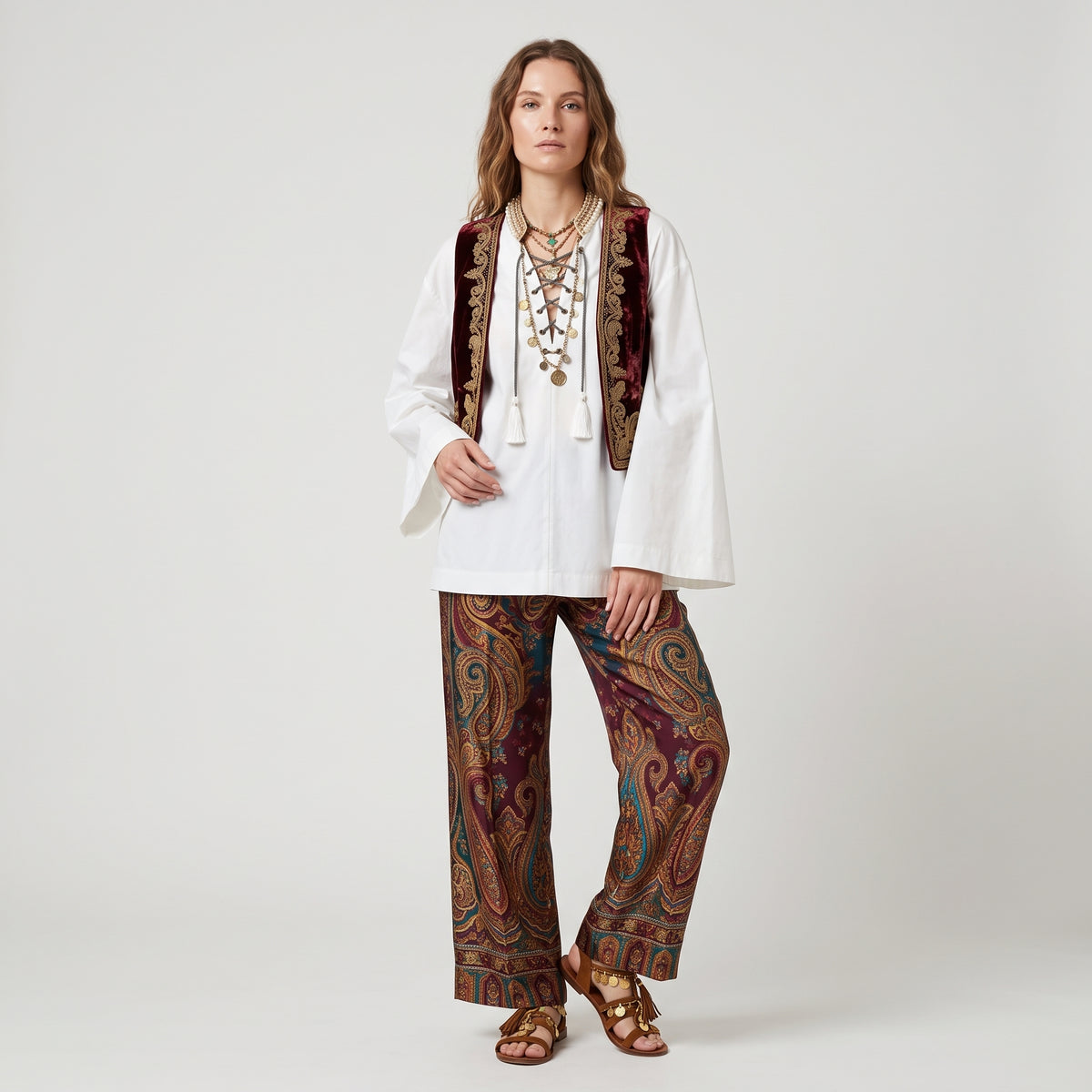 ETRO Lace-Up Embellished White Blouse - view 3