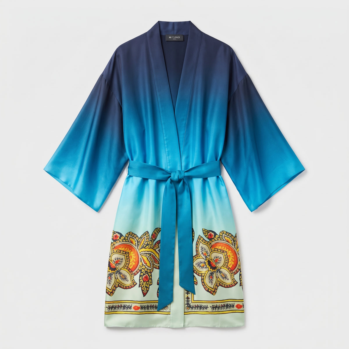 ETRO Ombre Floral Silk Kaftan Robe
