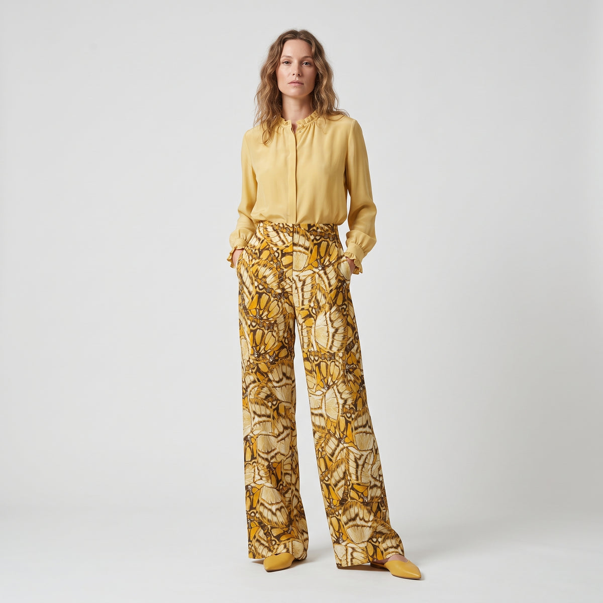 ALBERTA FERRETTI Butterfly Print Wide Leg Trousers - view 3