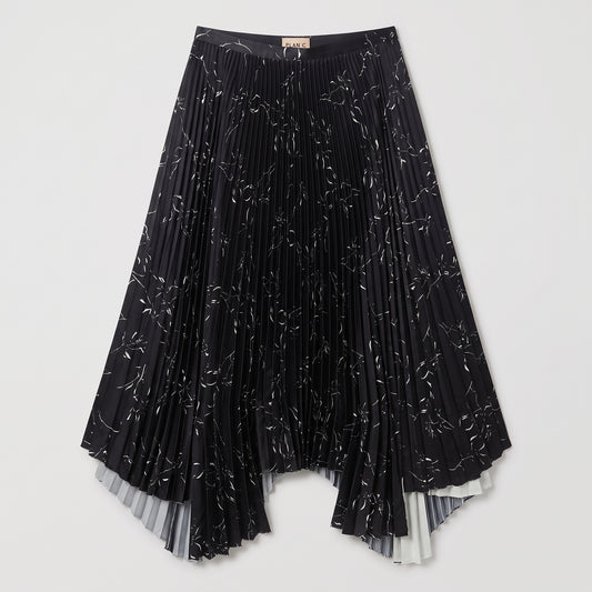 PLAN C Asymmetric Pleated Midi Skirt