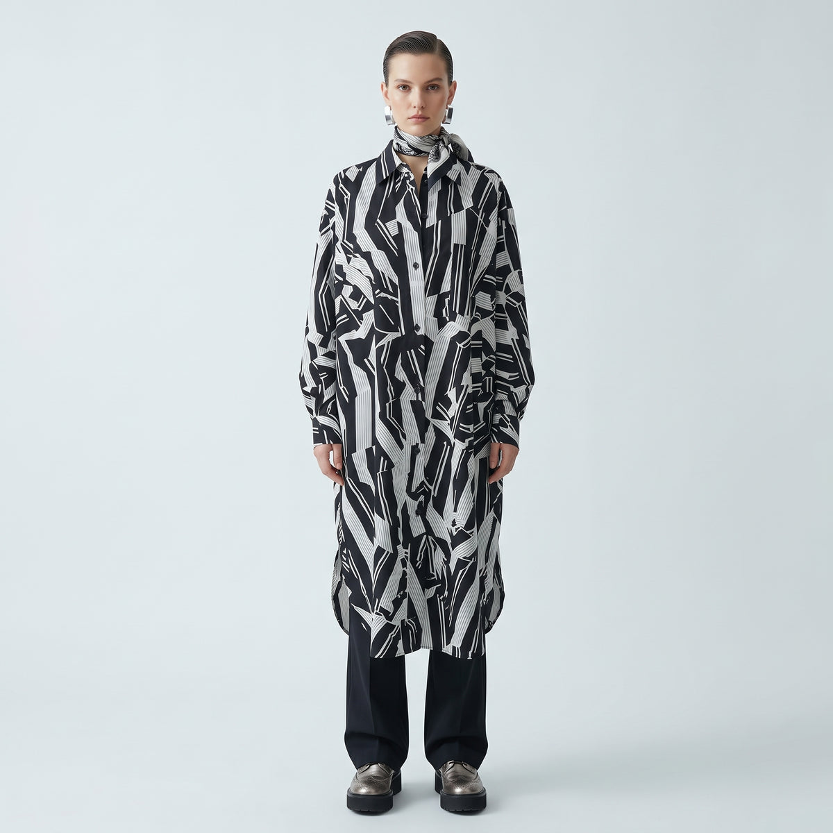 Abstract Graphic Shirt Dress