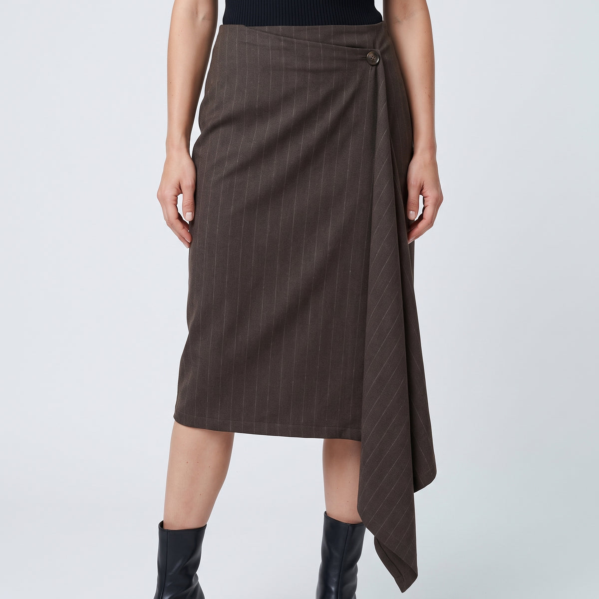 RODEBJER Asymmetric Pinstripe Wrap Skirt - view 2