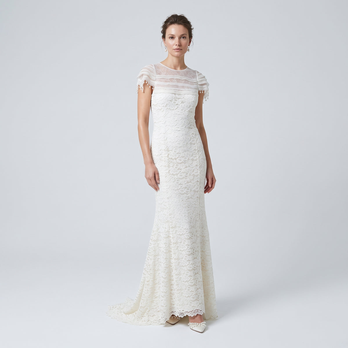 NINA RICCI Elegant Lace Mermaid Gown - view 3