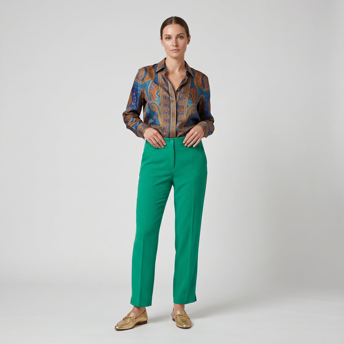 ETRO Vibrant Green Tailored Ankle Trousers - view 3