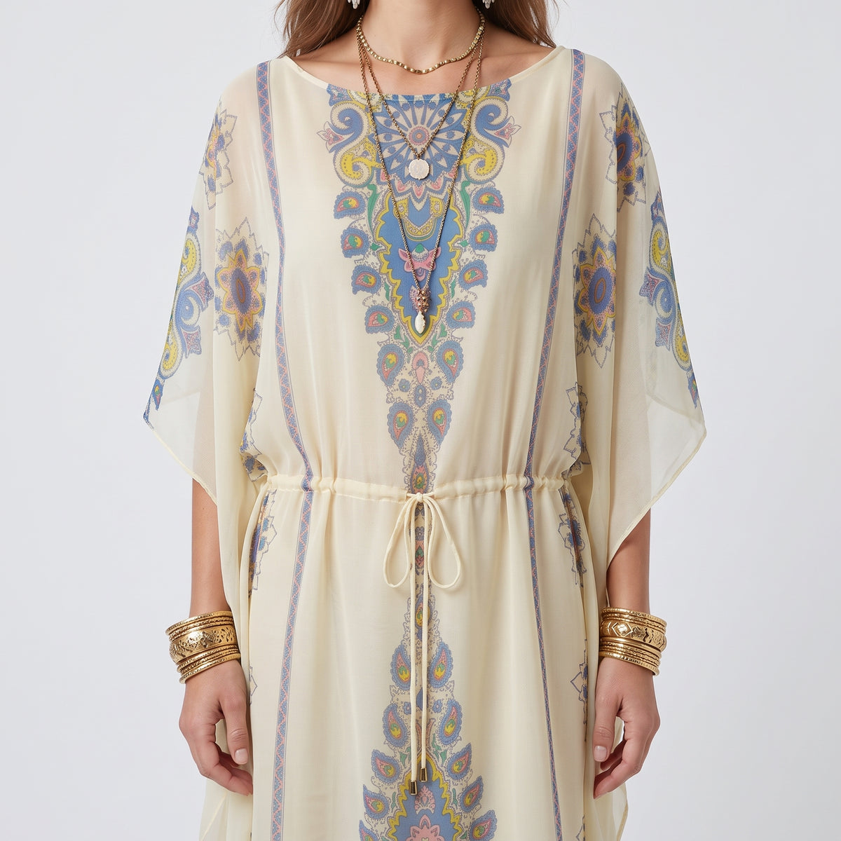 ETRO Printed Drawstring Kaftan Cover-Up - view 2
