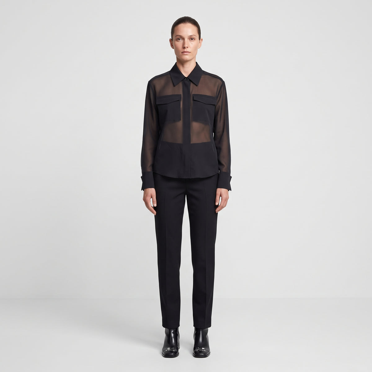 Sheer Utility Button Down Shirt
