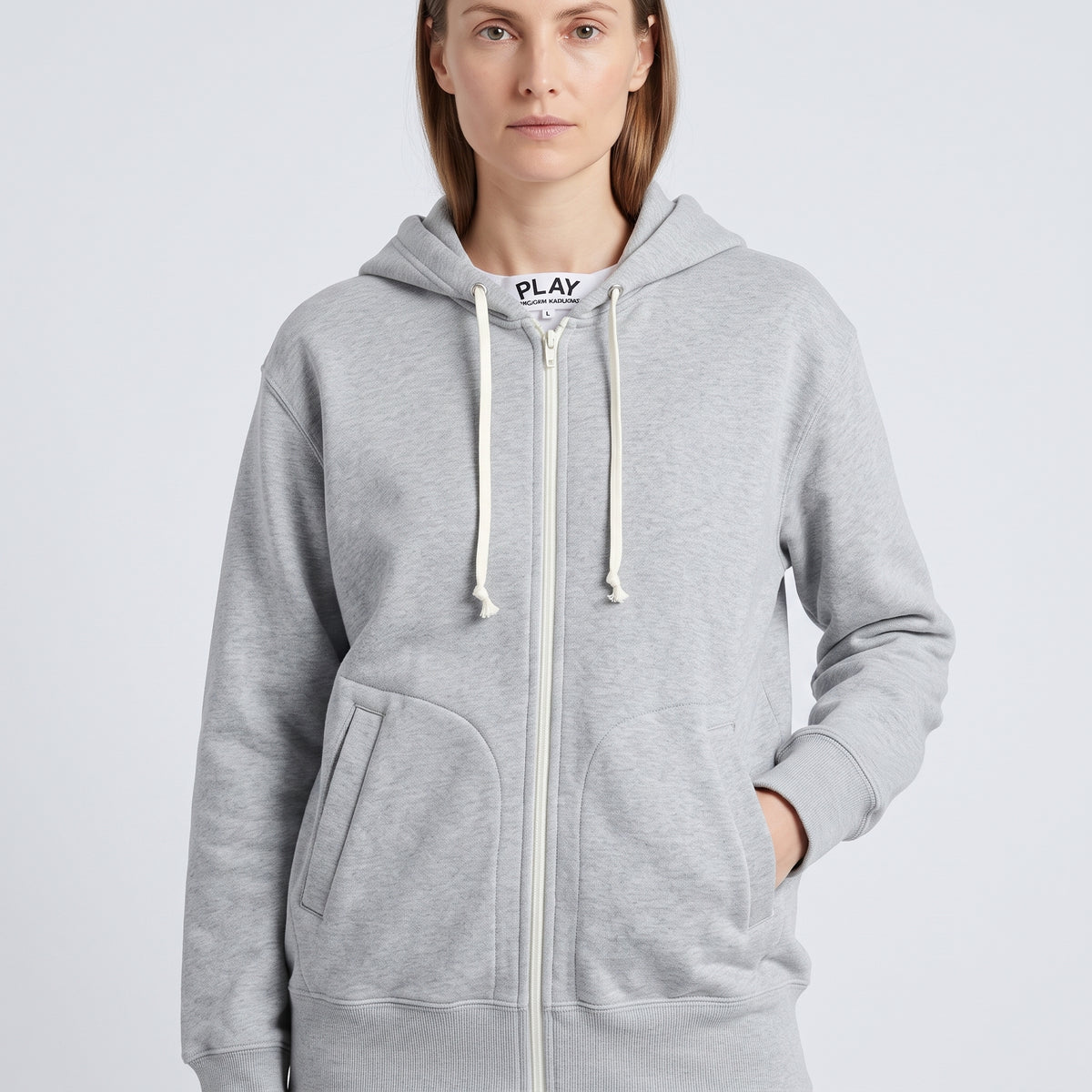 CDG PLAY Classic Grey Zip-Up Hoodie - view 2