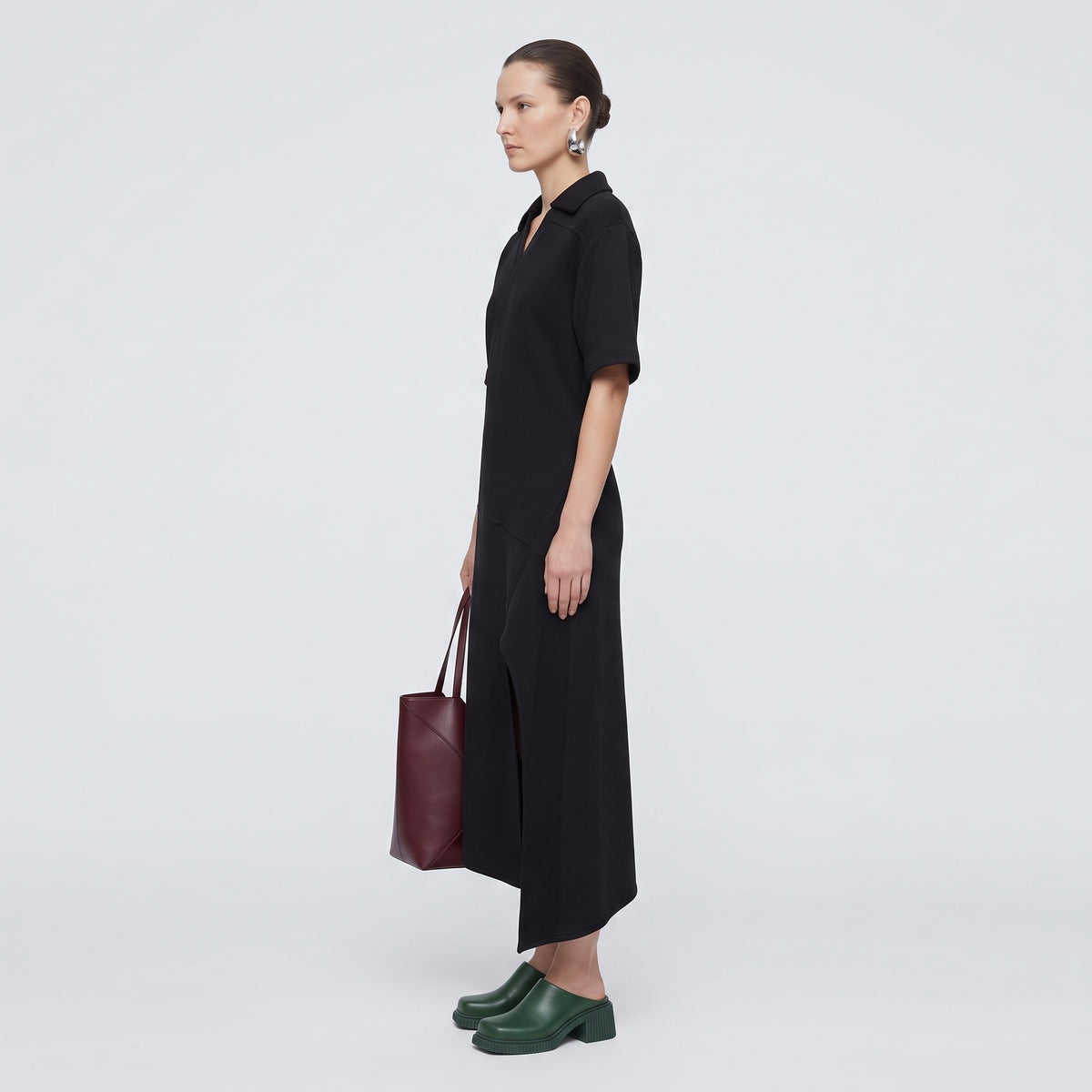 Polo Collar Asymmetric Dress