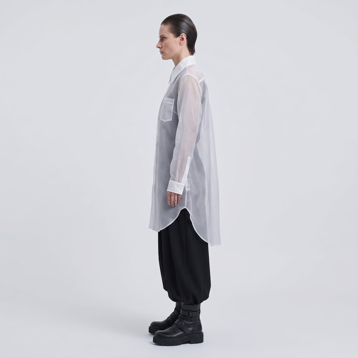 COMME DES GARCONS Classic White Cotton Longline Shirt - view 4