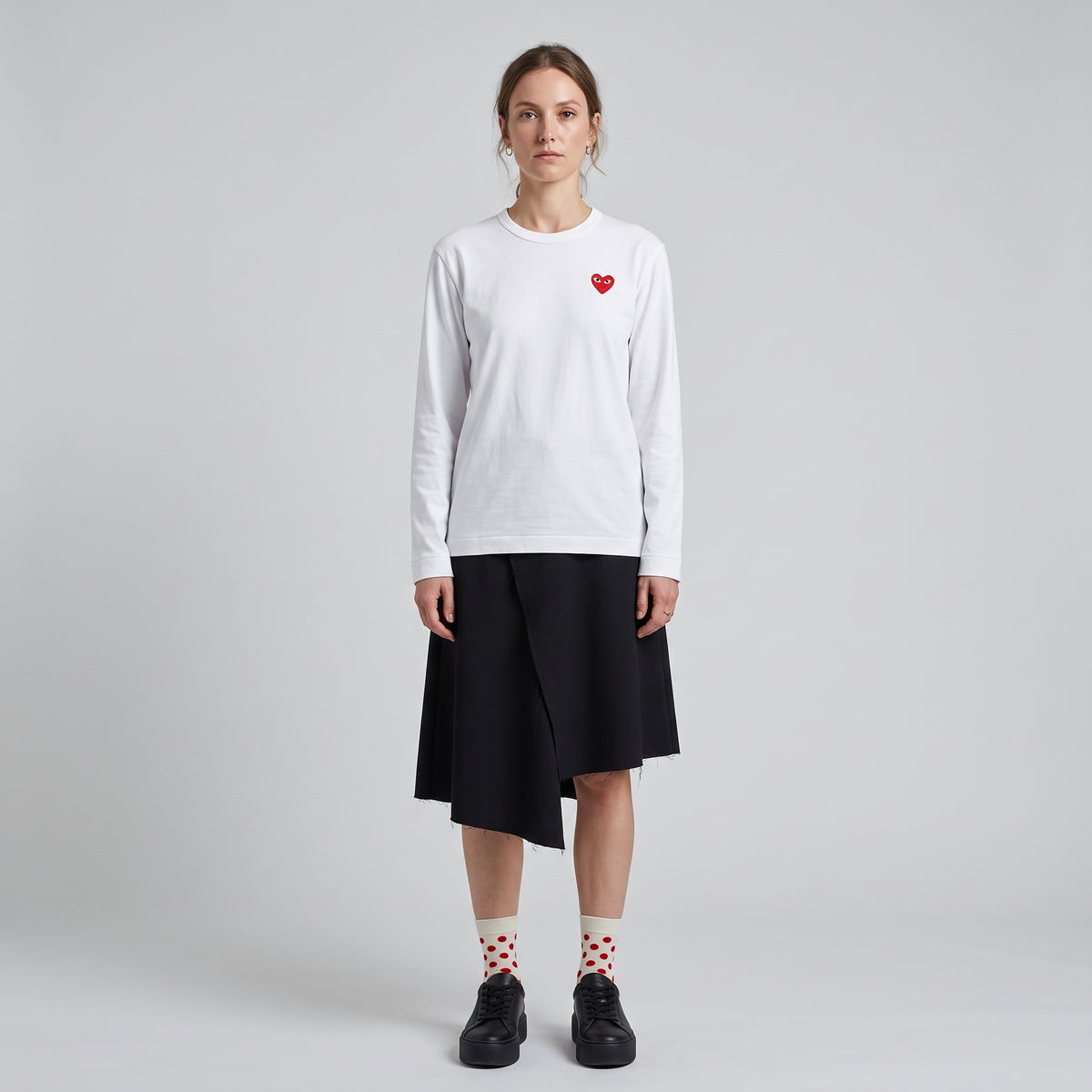 CDG PLAY Heart Patch Long Sleeve Tee - view 3