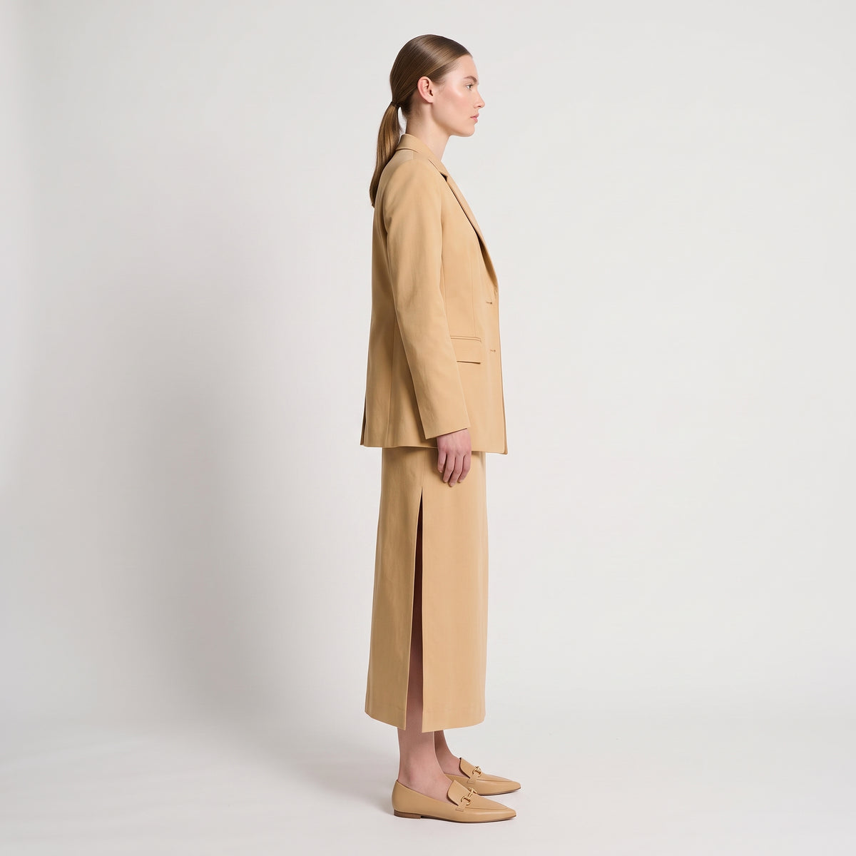 Classic Beige Midi Skirt