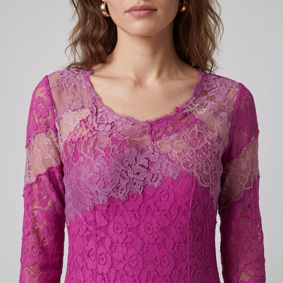 NINA RICCI Elegant Pink Lace Evening Gown - view 2