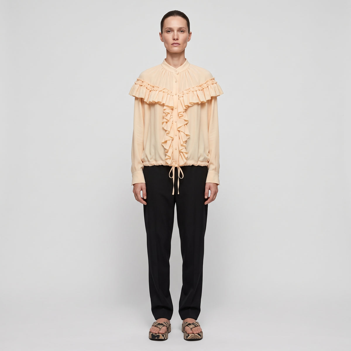 Ivory Ruffled Silk Blouse