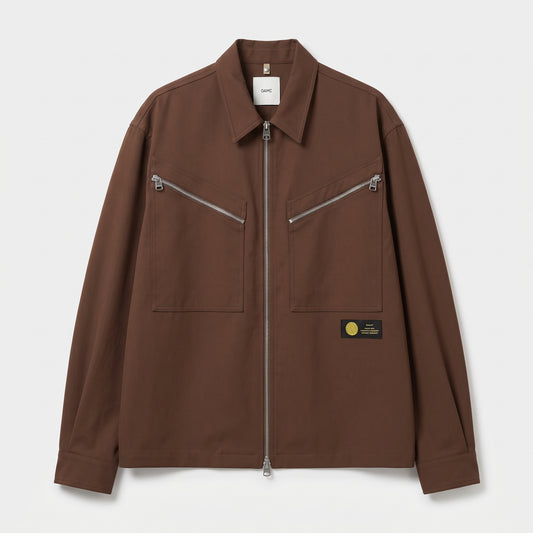 Zip-Up Utility Cotton Overshirt