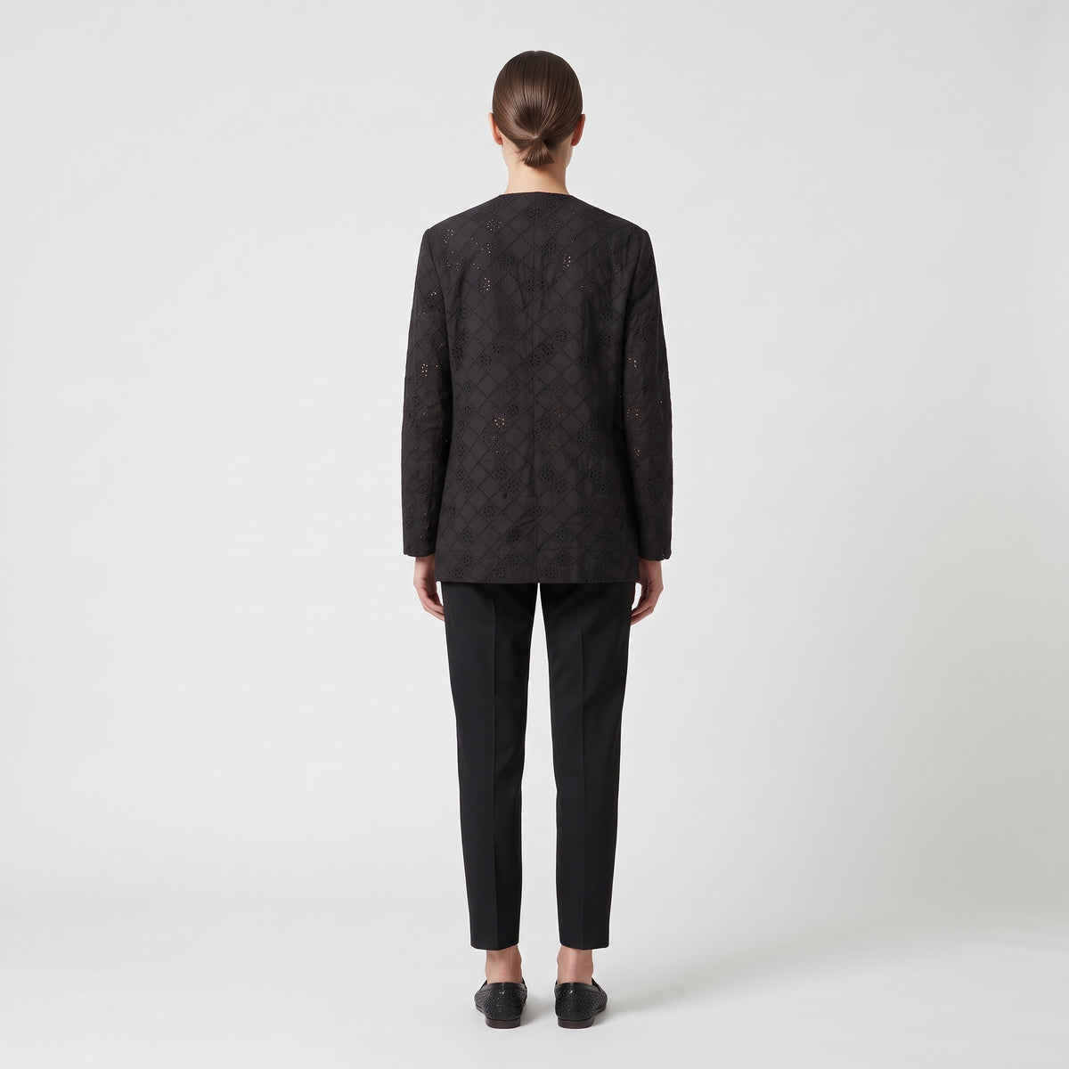 Elegant Eyelet Double Breasted Jacket